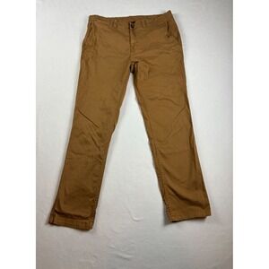 Mens Brown Chino Pants 36x32 Slim Fit Stretch Casual Flat Front